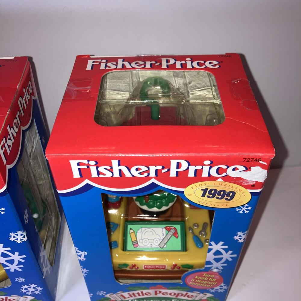(2) VINTAGE 99’ Fisher Price Little People Ornaments Christmas Eve & Morning NEW - Picture 7 of 8